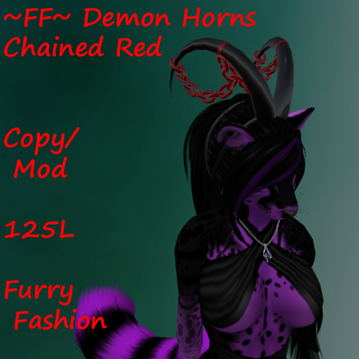 ~FF~ Demon Horns Chained Red Furry