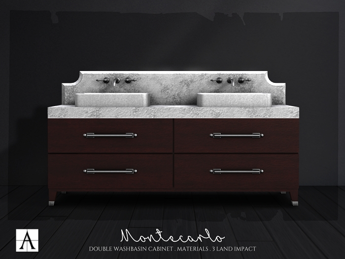 Architect. MonteCarlo Double Washbasin Cabinet Silver #mahogany