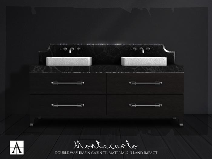 Architect. MonteCarlo Double Washbasin Cabinet Silver #black