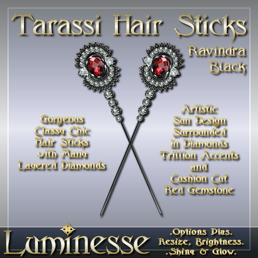 TARASSI Ravindra Hair Sticks OP - Red Diamond Black