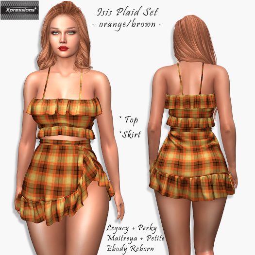 [Xprs] - Isis Plaid Set Orange -Brown