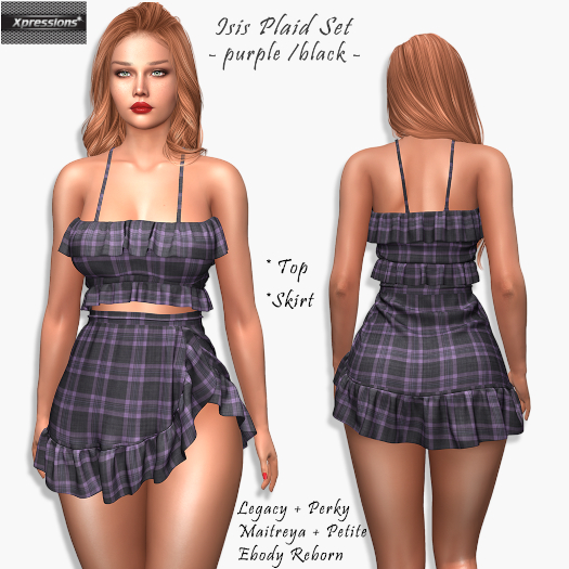 [Xprs] - Isis Plaid Set Purple -Black