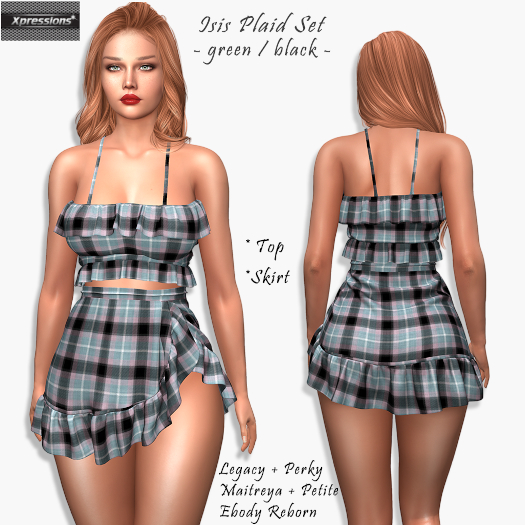 [Xprs] - Isis Plaid Set Green -Black