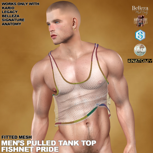 Pride - RGDW - Pulled Tank Top - Pride Net - White