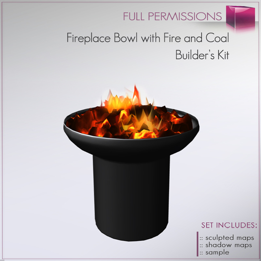 Full Perm Fireplace Bowl with Fire and coal - Modern Fireplace Bowl Builder's Kit Set