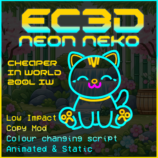 EC3D Neon Neko – Animated / Static – Copy Mod – Colour Script