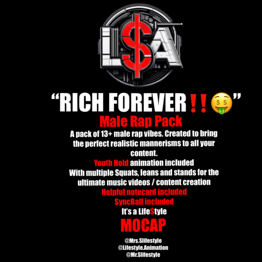 L$A - "RICH FOREVER!" MALE MOCAP PACK