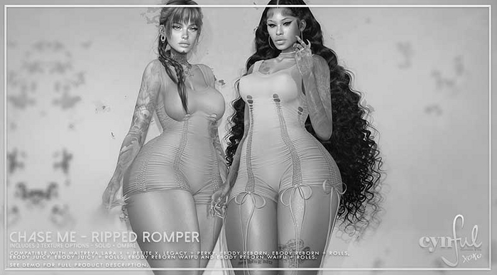 Cynful Chase Me - Ripped Romper  - All Sizes Demo