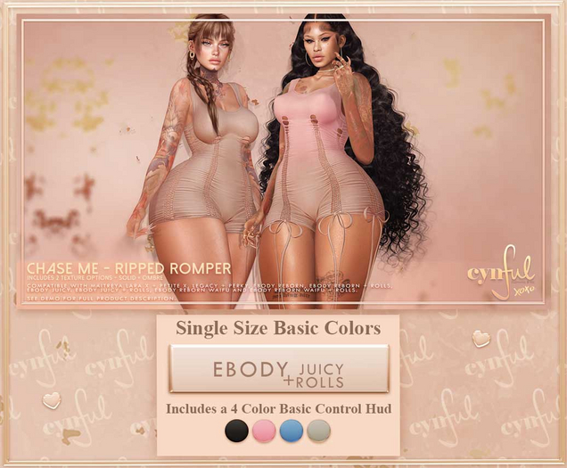 Cynful Chase Me - Ripped Romper  - eBody Reborn Juicy + Rolls  (Single Size Basic Colors)