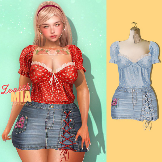 (Wear) =Zenith=Mia Skirt (Flower Sky)