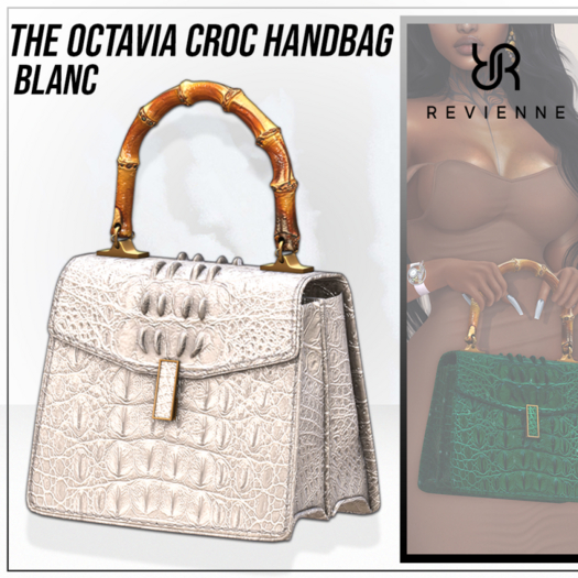 Revienne: Octavia Croc Handbag [BLANC]