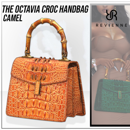 Revienne: Octavia Croc Handbag [CAMEL]