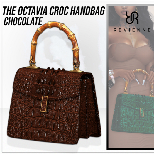 Revienne: Octavia Croc Handbag [CHOCOLATE]