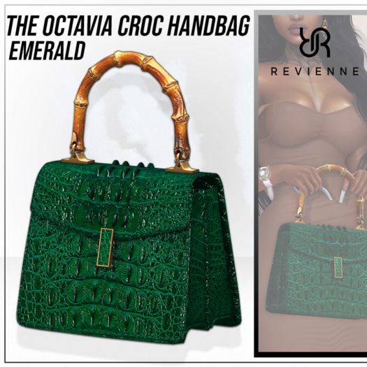 Revienne: Octavia Croc Handbag [EMERALD]