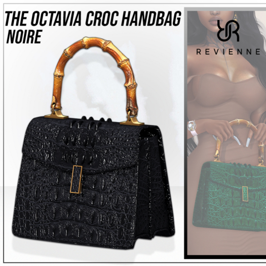 Revienne: Octavia Croc Handbag [NOIRE]