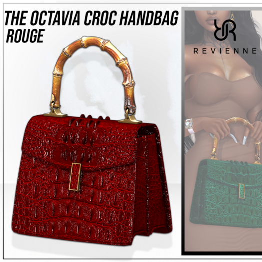 Revienne: Octavia Croc Handbag [ROUGE]