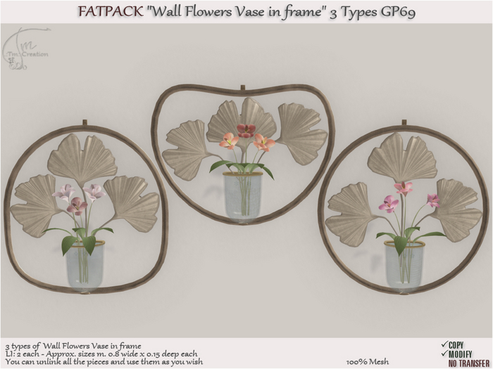Wall Flowers Vase Pot in frame FATPACK GP69