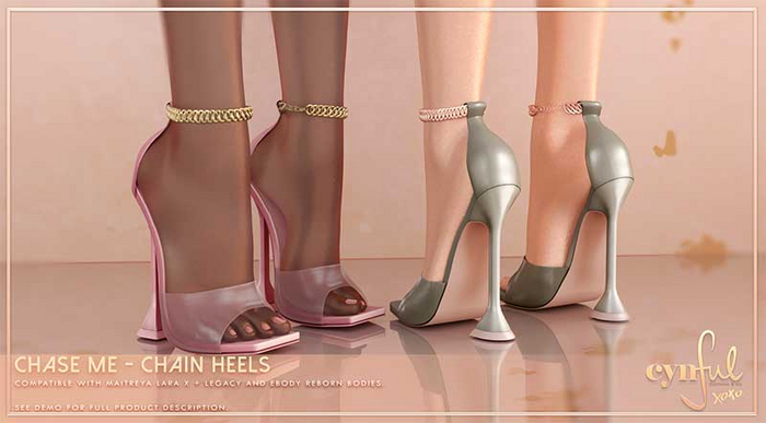 Cynful Chase Me - Chain Heels  - All Sizes Fatpack