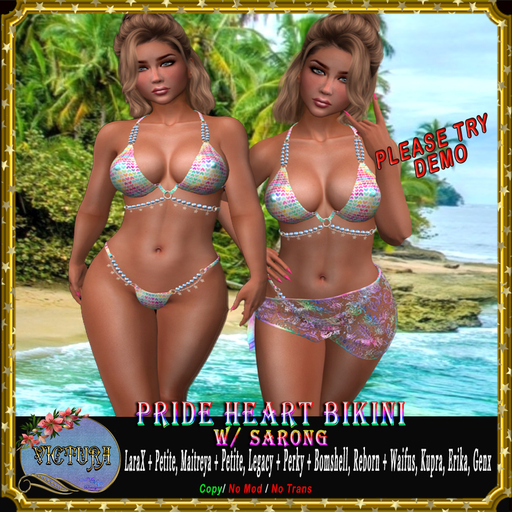 Pride Heart Bikini w/Sarong  2024   