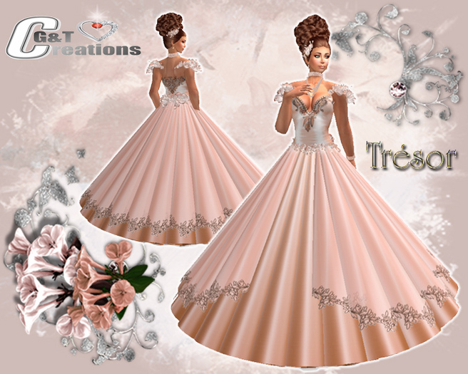 G&T Creations evening  Gown Peach Tresor