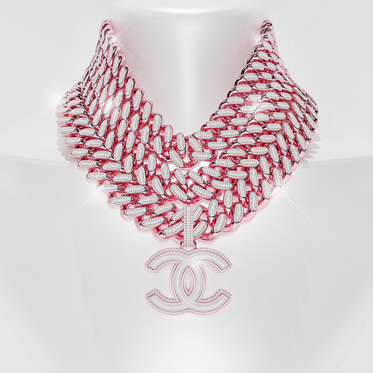 COCAINE. DIAMOND CHANEL CHAIN SET - ROSEGOLD