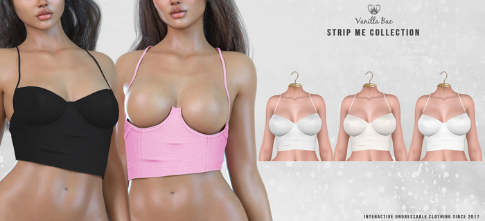 *Vanilla Bae* Nadie Top - White 3 Pack - Strip Me Interactive - Maitreya / LaraX / Legacy / Ebody Reborn / Waifu
