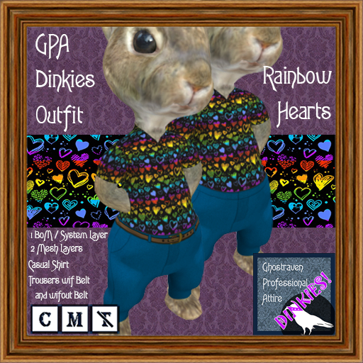 GPA Dinkies Outfit BOM - Rainbow Hearts Print