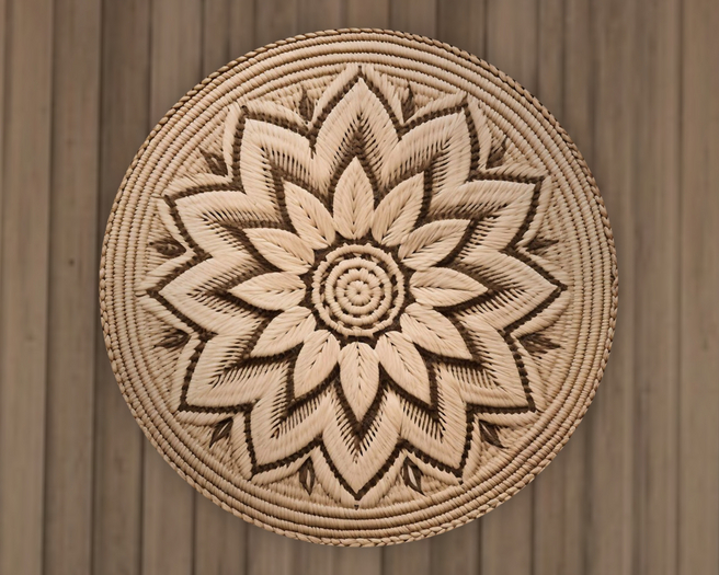 Natural Fiber Flower Round Rug