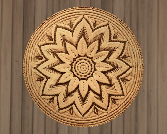 Palm Fiber Flower Round Rug