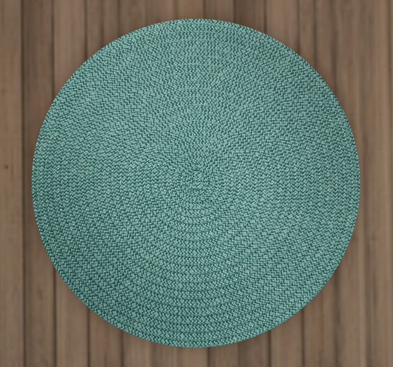 Turquoise Fiber Round Rug
