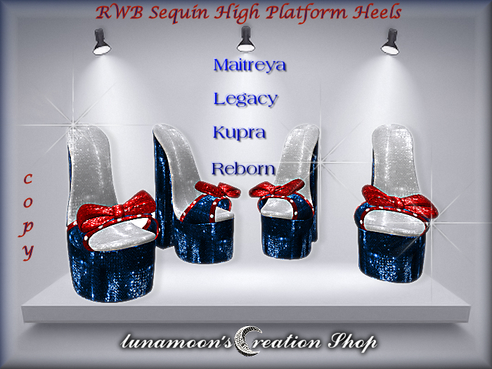 DEMO-RWB SEQUIN HIGH PLATFORM HEELS
