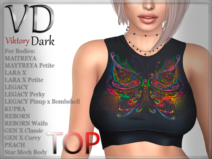 VD#036 Top Black Butterfly