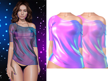 Ember Off Shoulder Tee Shirt 2.0 [Holo Bubblegum Pink] - Maitreya Lara • LaraX • Petite • PetiteX • Legacy • Reborn