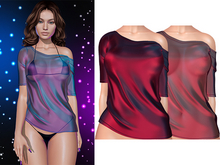 Ember Off Shoulder Tee Shirt 2.0 [Holo Cherry Red Wine] - Maitreya Lara • LaraX • Petite • PetiteX • Legacy • Reborn
