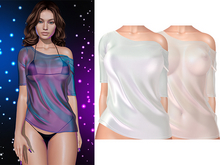 Ember Off Shoulder Tee Shirt 2.0 [Holo White] - Maitreya Lara • LaraX • Petite • PetiteX • Legacy • Reborn