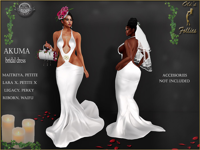 Oli's Follies "Akuma" bridal dress Maitreya petite LaraX PetiteX legacy Perky Reborn Waifu