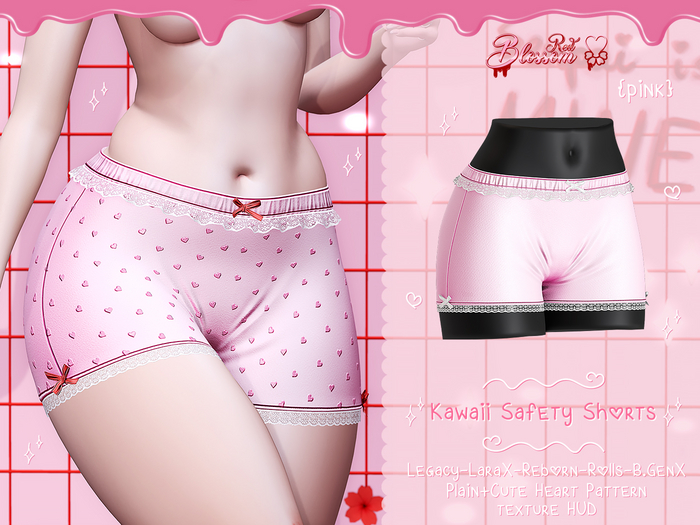 { Red Blossom } Kawaii Safety Shorts { PINK }
