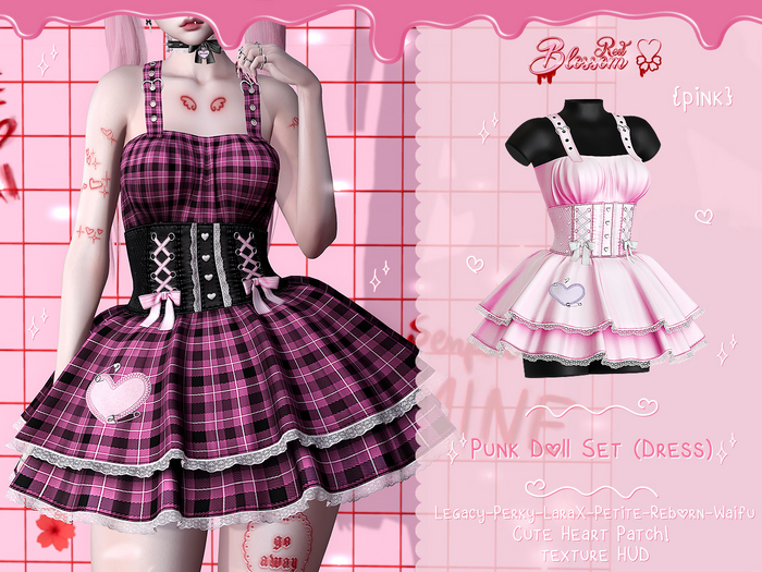 { Red Blossom } Punk Doll Dress { PINK }