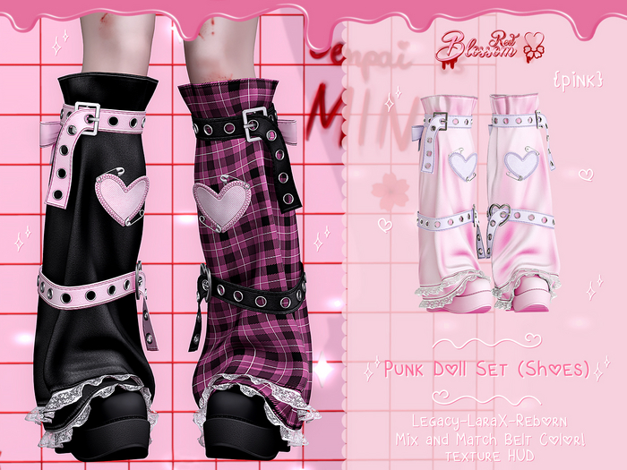 { Red Blossom } Punk Doll Shoes { PINK }