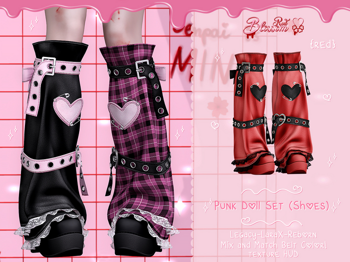 { Red Blossom } Punk Doll Shoes { RED }