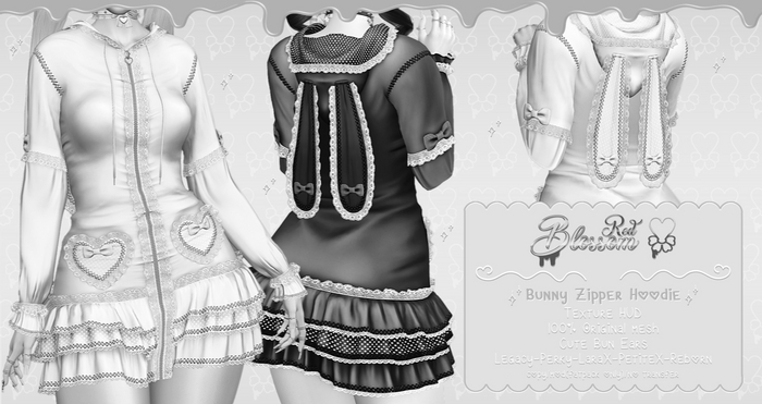 { Red Blossom } Bunny Zipper Hoodie { DEMO }
