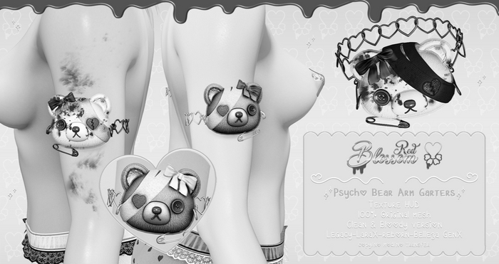{ Red Blossom } Psycho Bear Arm Garters { DEMO }