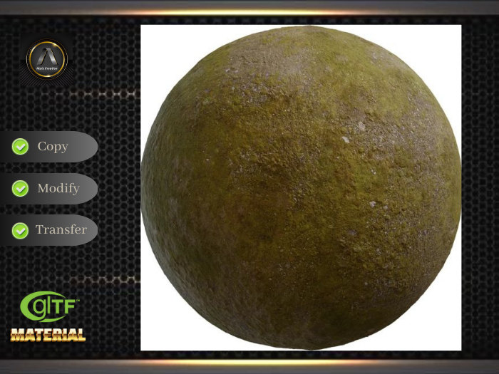PBR Material. Aerial grass rock.