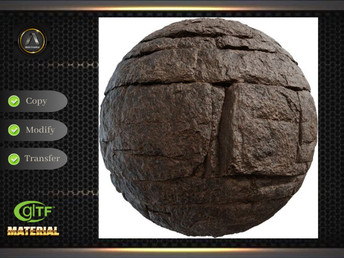 PBR Material. Dry riverbed rock.