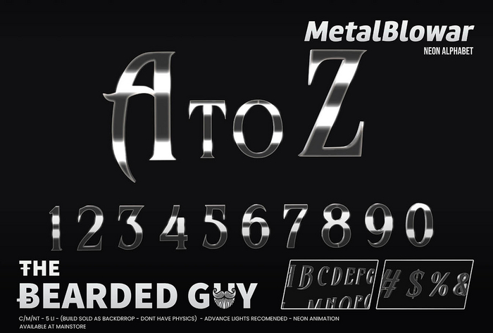 Metal Blowar Neon Alphabet - The Bearded Guy