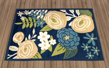 Blue & Beige Flowers Vintage Area Rug