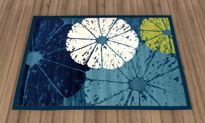 Blue Petals Vintage Area Rug