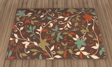Brown Floral Vines Vintage Area Rug