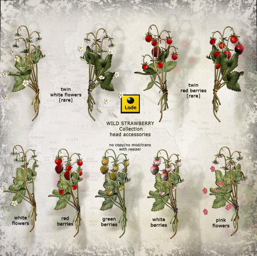 *LODE* Head Accessory - Wild Strawberry [pink flowers]