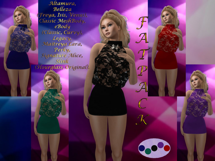 &ML& Fatpack Cocktail dress "Bow" with HUD (5 colors)